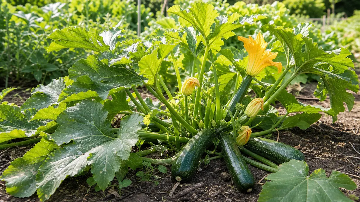 Squash visad som redaktionell trädgårdsillustration i en frodig svensk trädgårdsmiljö